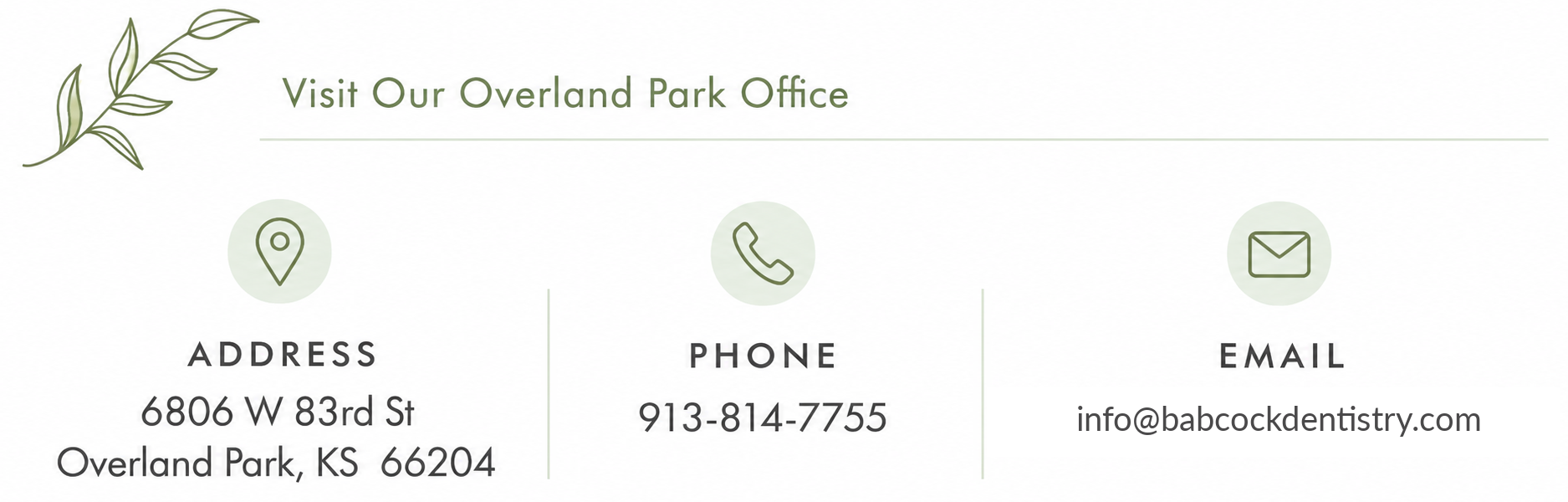 Babcock Holistic Dentistry office address, phone number, and email address